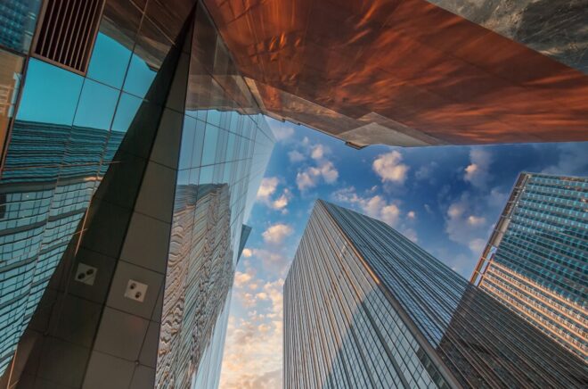 Buildings and clouds