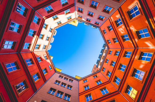 Octagon shape building inner court