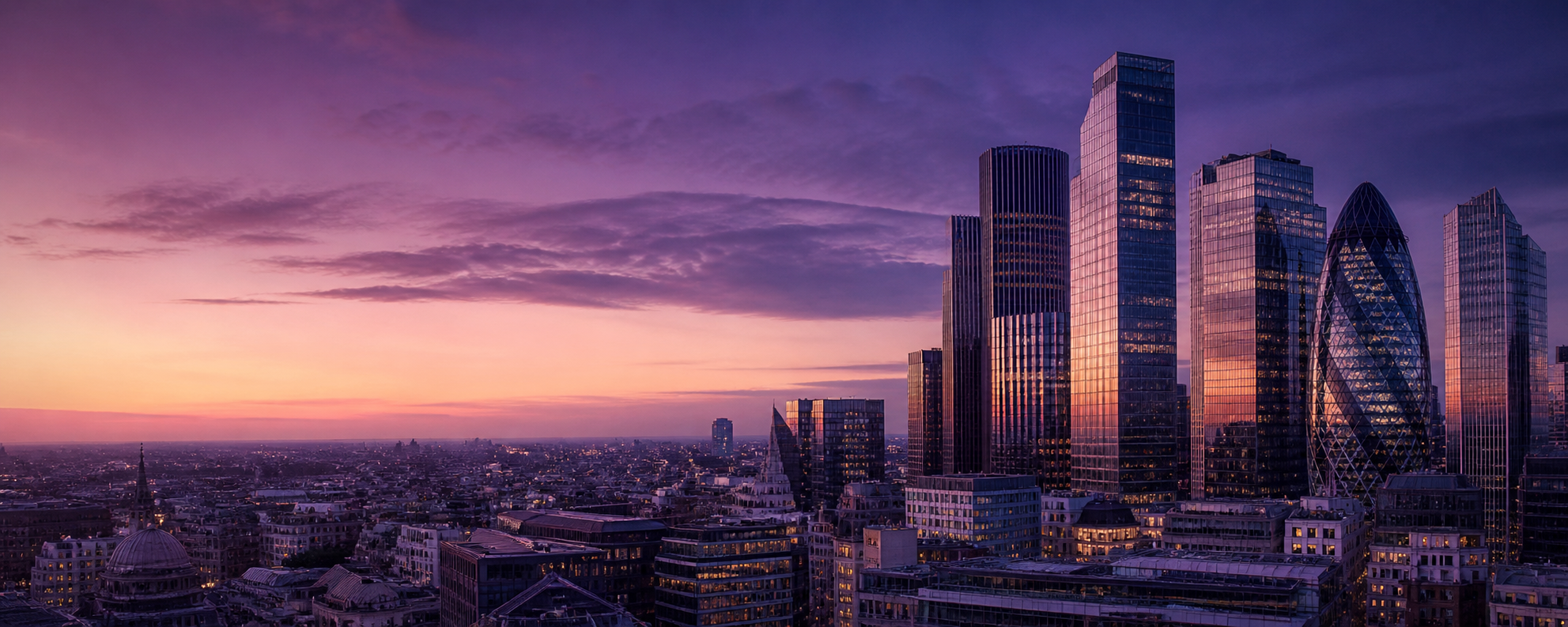 City of London skyline at dusk